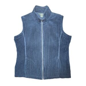 Woolrich Womens Corduroy Wide Wale Full‎ Zip Vest Cottagecore Marine Blue XL